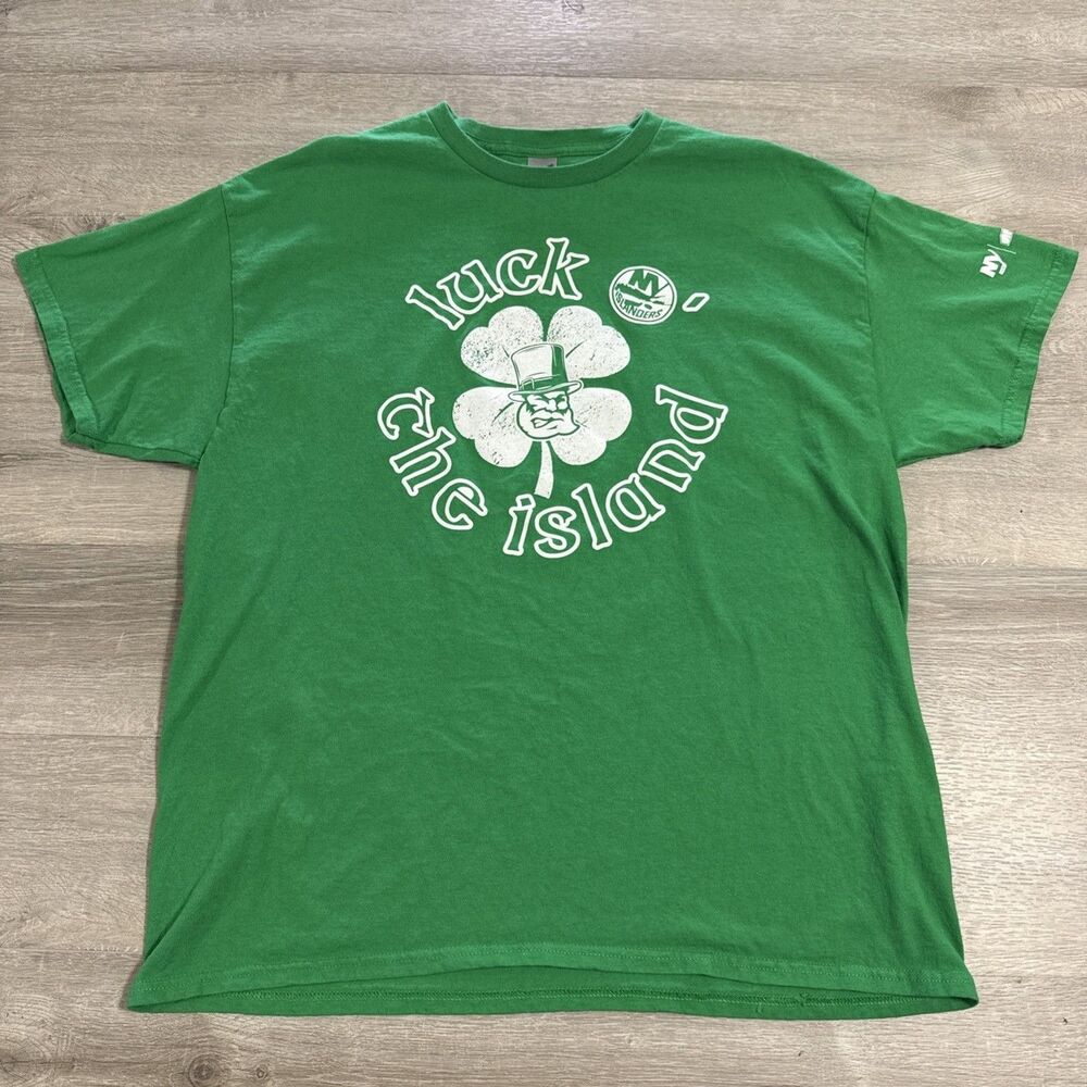 New York Islanders Hockey Shirt Men's Green Luck Of The Island Tee XL